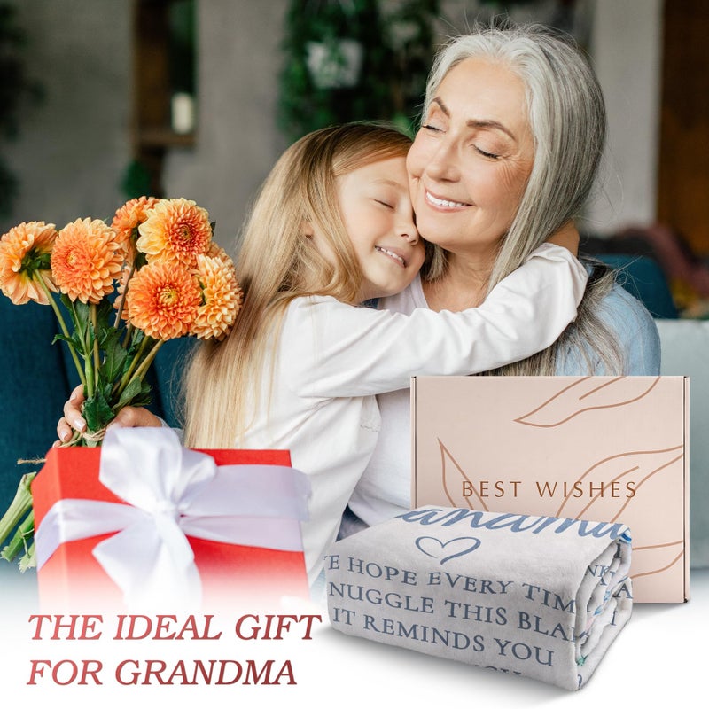 Afterprints Grandma Gifts Blanket  Grandma Birthday Gifts  Christmas Thanksgiving Gifts for Grandma from Grandkids  Grandmother Gifts  We Love You Cozy Throw Blankets 60'' x 80'' - Image 2