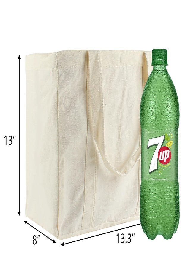 بيلينلين حقائب تسوق قماشية من بيلينلين، 3 قطع، مقاس 13.3 بوصة × 13 بوصة × 8 بوصة، حقائب تسوق قابلة لإعادة الاستخدام مع جيوب حقيقية، حزام كتف طويل ومتين، مثالية للبقالة، حقيبة تسوق متينة وقابلة للطي والغسل (بيج). - Image 2