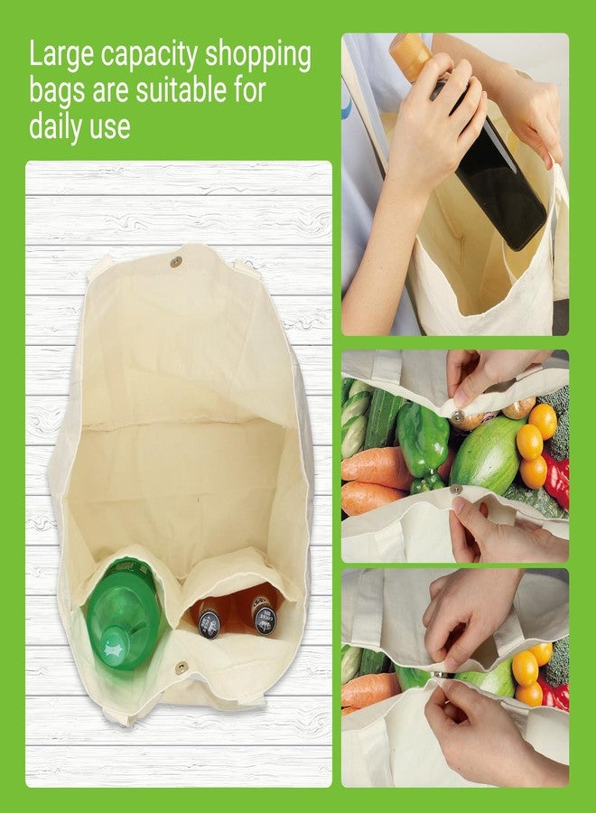 بيلينلين حقائب تسوق قماشية من بيلينلين، 3 قطع، مقاس 13.3 بوصة × 13 بوصة × 8 بوصة، حقائب تسوق قابلة لإعادة الاستخدام مع جيوب حقيقية، حزام كتف طويل ومتين، مثالية للبقالة، حقيبة تسوق متينة وقابلة للطي والغسل (بيج). - Image 5