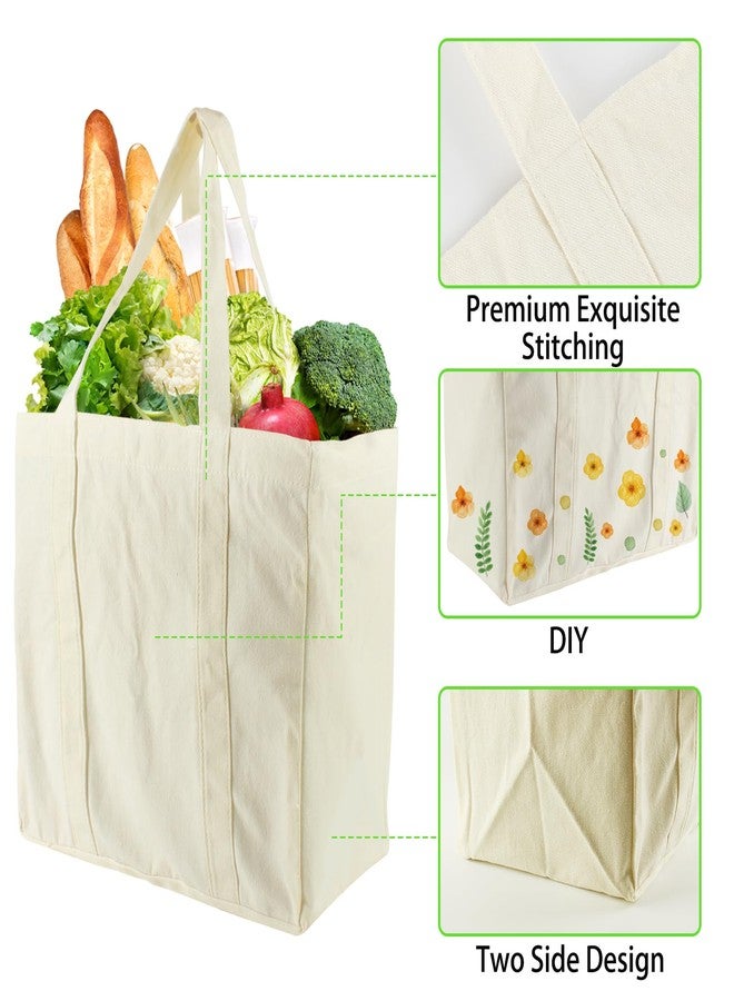 بيلينلين حقائب تسوق قماشية من بيلينلين، 3 قطع، مقاس 13.3 بوصة × 13 بوصة × 8 بوصة، حقائب تسوق قابلة لإعادة الاستخدام مع جيوب حقيقية، حزام كتف طويل ومتين، مثالية للبقالة، حقيبة تسوق متينة وقابلة للطي والغسل (بيج). - Image 3