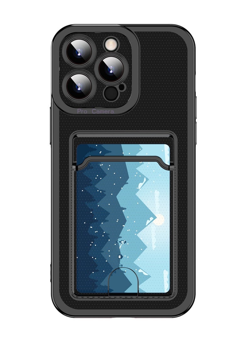 عام نادولي لحافظة iPhone 15 Pro Max مع حامل بطاقة، غلاف هاتف واضح مطلي ناعم مقاوم للصدمات شفاف يحمي الهاتف مع فتحة بطاقة محفظة. - Image 1