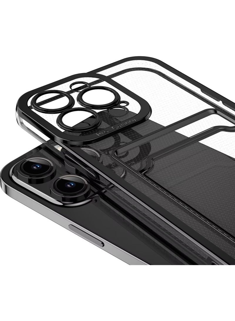 عام نادولي لحافظة iPhone 15 Pro Max مع حامل بطاقة، غلاف هاتف واضح مطلي ناعم مقاوم للصدمات شفاف يحمي الهاتف مع فتحة بطاقة محفظة. - Image 4