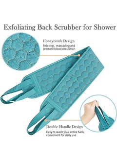 Generic 3Pcs Exfoliating Body Scrubber Set - Includes Back Washer , Bath Glove and Shower Bath Sponge Loofah - For Women and Men Shower Long Strip Back Rubbing Towel Deep Clean and Vitalize Your Skin Blue  - Image 2