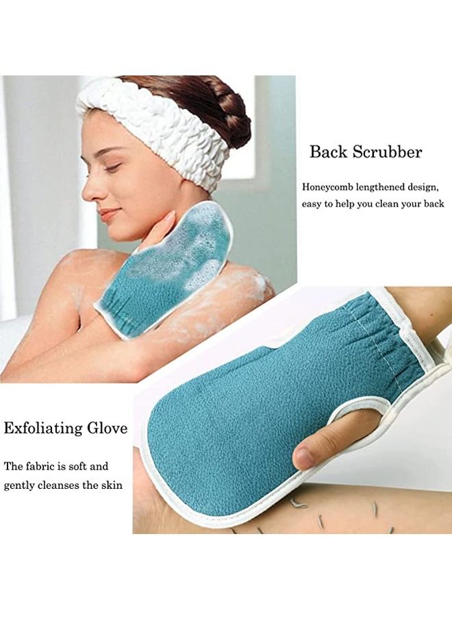 3Pcs Exfoliating Body Scrubber Set - Includes Back Washer , Bath Glove and Shower Bath Sponge Loofah - For Women and Men Shower Long Strip Back Rubbing Towel Deep Clean and Vitalize Your Skin Blue - Image 4