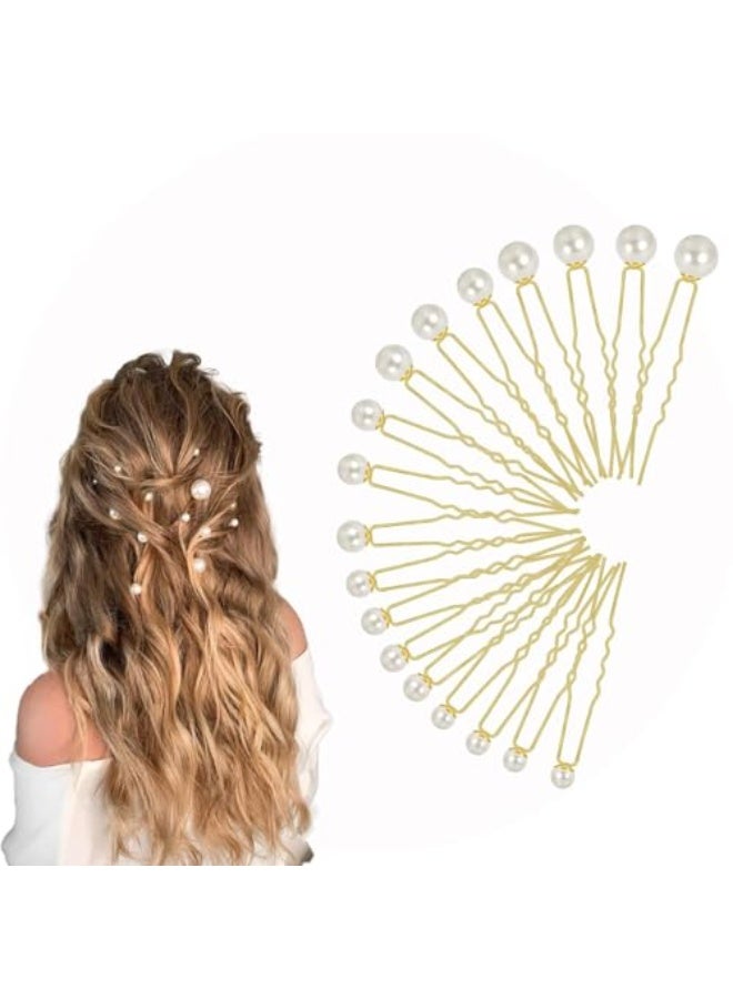 Pearl Hair Pins, 18 PCS Bridal Hair Wedding Hair Accessories, Pearl Bobby Pins for Hair, U Shaped Hair Pins for Brides Bridesmaid Girls Women (Gold) - Image 1