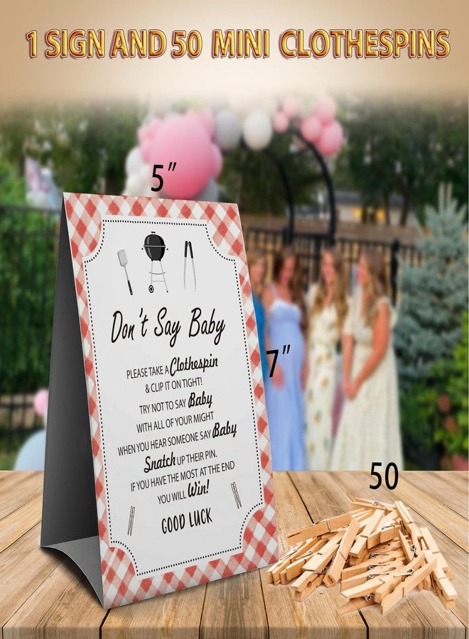 Muruseni Don't Say Baby Clothespin Games Sign(1 Sign + 50 Mini Clothespins), BBQ Baby Shower Game, Gender Neutral Baby Shower - Image 3