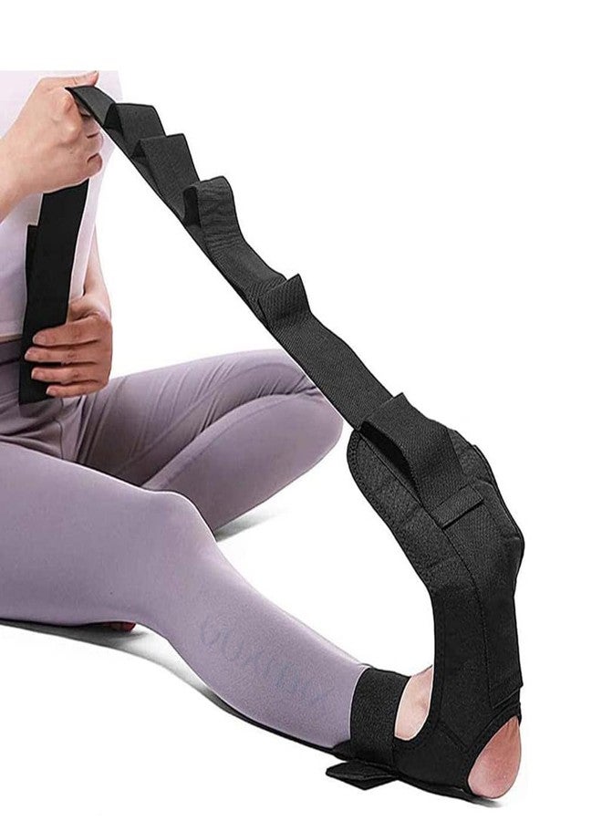 Voxmix Foot Stretcher Calf Yoga Ligament Stretching Strap Ankle Leg Hamstring for Plantar Dancers Fasciitis Drop Pain Relief Achilles Tendonitis Yoga Belt Equipment Bands Band Stretch | Black - Image 1