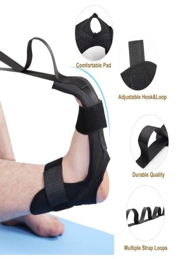 Voxmix Foot Stretcher Calf Yoga Ligament Stretching Strap Ankle Leg Hamstring for Plantar Dancers Fasciitis Drop Pain Relief Achilles Tendonitis Yoga Belt Equipment Bands Band Stretch | Black - Image 5