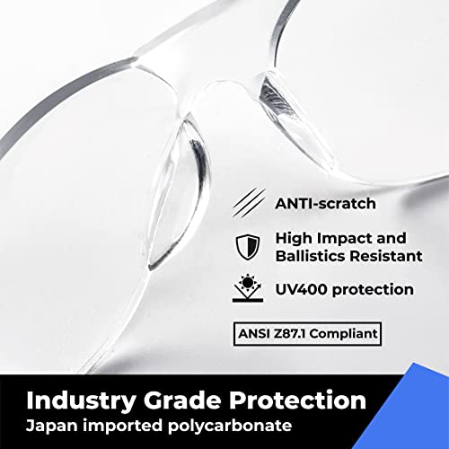 amoolo Clear Safety Glasses Bulk of 24, Protective Eyewear for Men Women, ANSI Z87.1 Impact Resistant Eye Protection for Work, Lab, Construction - Image 3