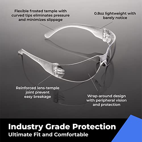 amoolo Clear Safety Glasses Bulk of 24, Protective Eyewear for Men Women, ANSI Z87.1 Impact Resistant Eye Protection for Work, Lab, Construction - Image 2