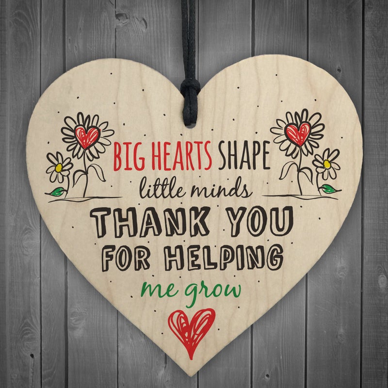 RED OCEAN Teacher Leaving Gift Nursery Wooden Hanging Heart Plaque Childminder Preschool Thank You Present