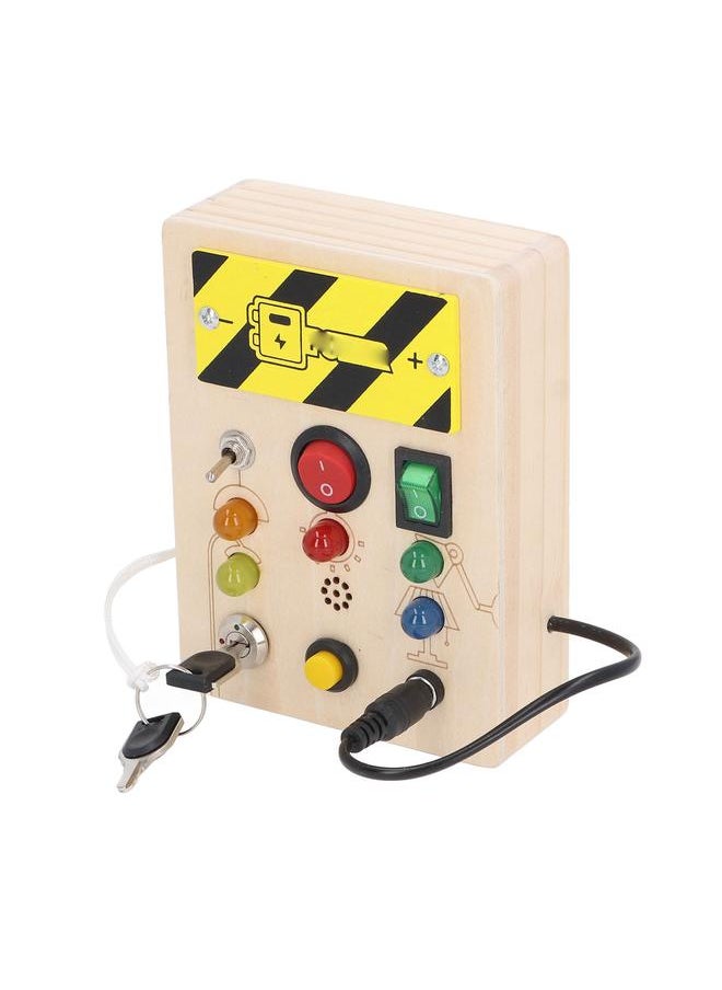 Thoraya Kids LED Wooden Toy Educational Simulation Key Lock Pluggable Wire Motor Skills Activity Board for 36 Months and Above Short Type Rectangular  - Image 4