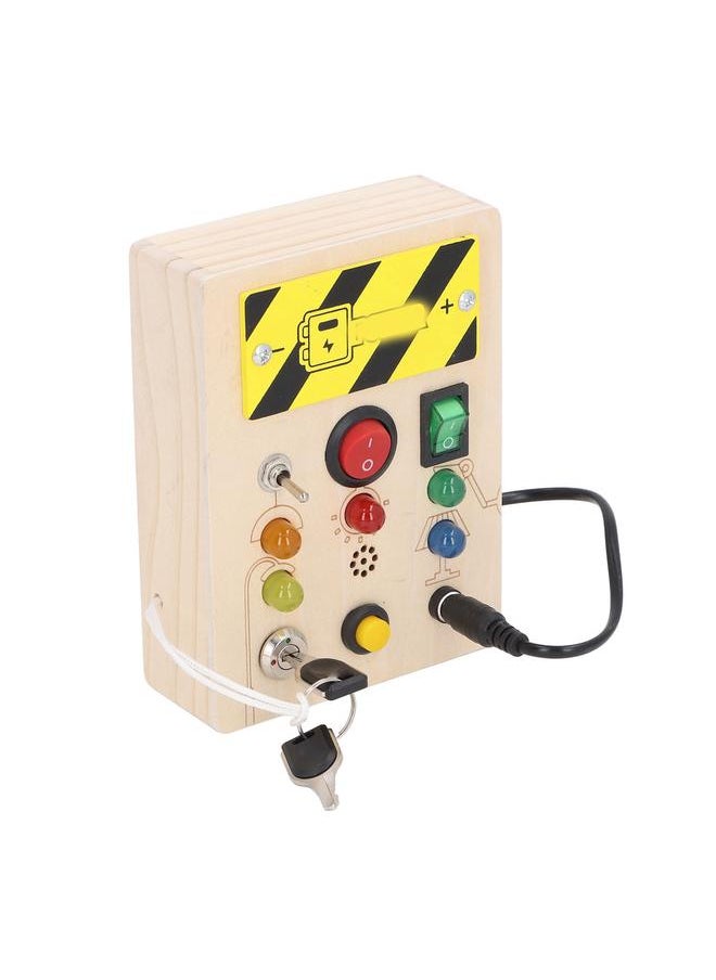 Thoraya Kids LED Wooden Toy Educational Simulation Key Lock Pluggable Wire Motor Skills Activity Board for 36 Months and Above Short Type Rectangular  - Image 2