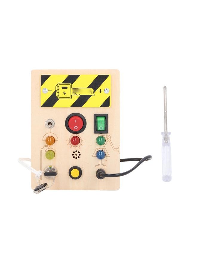 Thoraya Kids LED Wooden Toy Educational Simulation Key Lock Pluggable Wire Motor Skills Activity Board for 36 Months and Above Short Type Rectangular  - Image 1