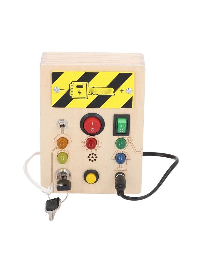 Thoraya Kids LED Wooden Toy Educational Simulation Key Lock Pluggable Wire Motor Skills Activity Board for 36 Months and Above Short Type Rectangular  - Image 3