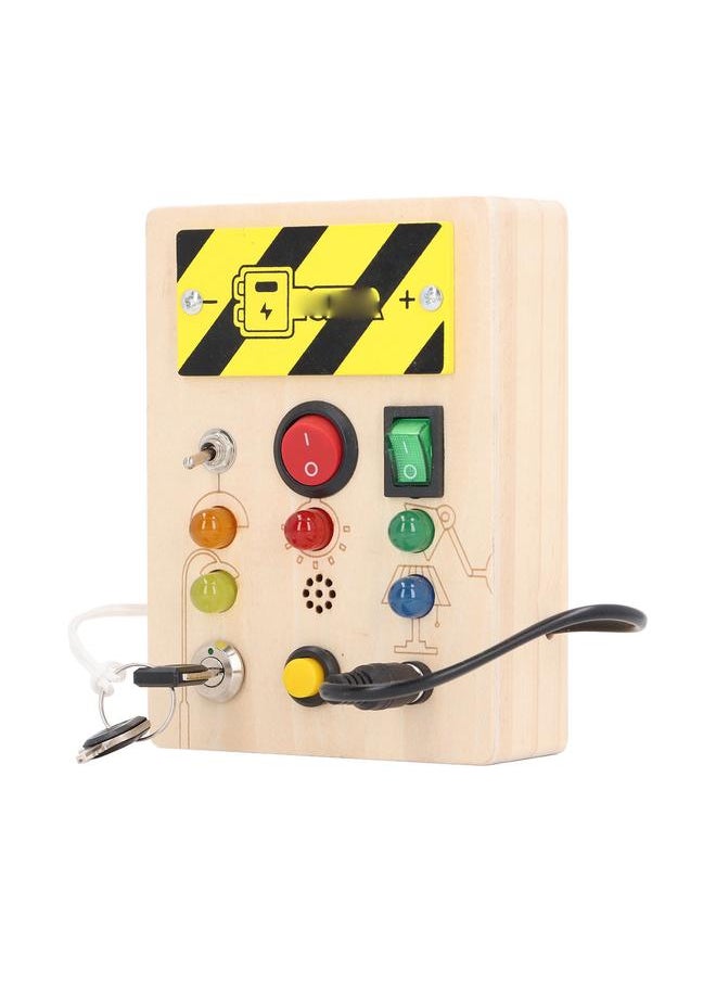 Thoraya Kids LED Wooden Toy Educational Simulation Key Lock Pluggable Wire Motor Skills Activity Board for 36 Months and Above Short Type Rectangular  - Image 5