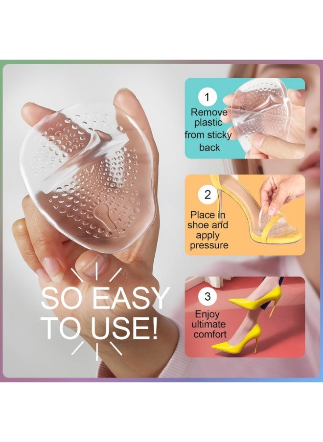 Meetion 2 Pairs Ball of Foot Cushions, Metatarsal Pads Women, Heel Inserts for Women, Non Slip Heel Pads, High Heel Cushions for Foot Pain Relief and Comfort, Foot Pads Gel Shoe Inserts, One Size Fits All  - Image 2