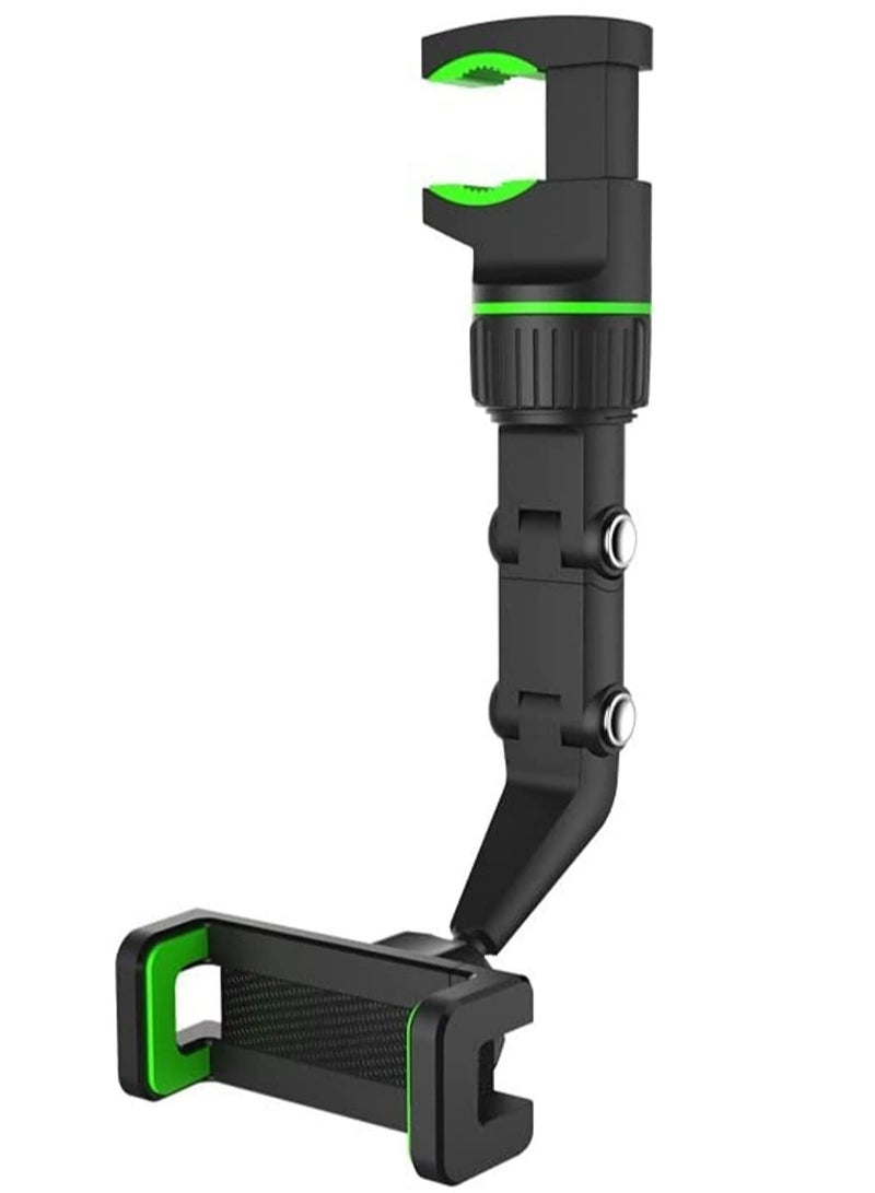 Car Phone Holder Multifunctional 360 Degree Rotatable Auto Rearview Mirror Mount Seat Hanging Clip Bracket Cell Phone Holder for 4.0-6.1 Inch Phone Gps Navigation Adjustable Support (green) - Image 1