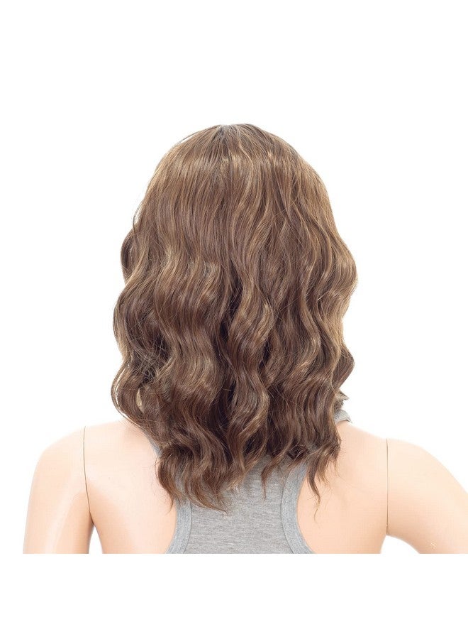 SWACC 15 Inch Short Curly Wavy Hair Wig Medium Length Synthetic Colorful Cosplay Daily Party Wig for Women with Wig Cap (Brown Auburn Mixed) - Image 4