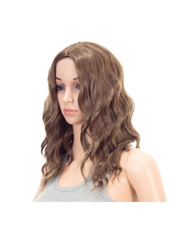 SWACC 15 Inch Short Curly Wavy Hair Wig Medium Length Synthetic Colorful Cosplay Daily Party Wig for Women with Wig Cap (Brown Auburn Mixed) - Image 1