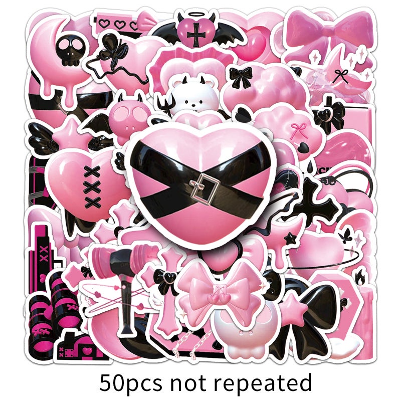 50 3D black powder graffiti stickers small fresh ins wind hand account stickers decorative mobile phone shell luggage stickers 50 sheets of 3D black powder ins wind -878