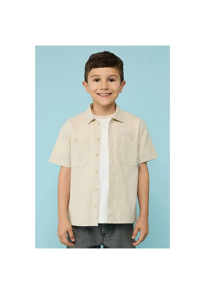 R&b Solid Shirt with Classic Collar and Short Sleeves