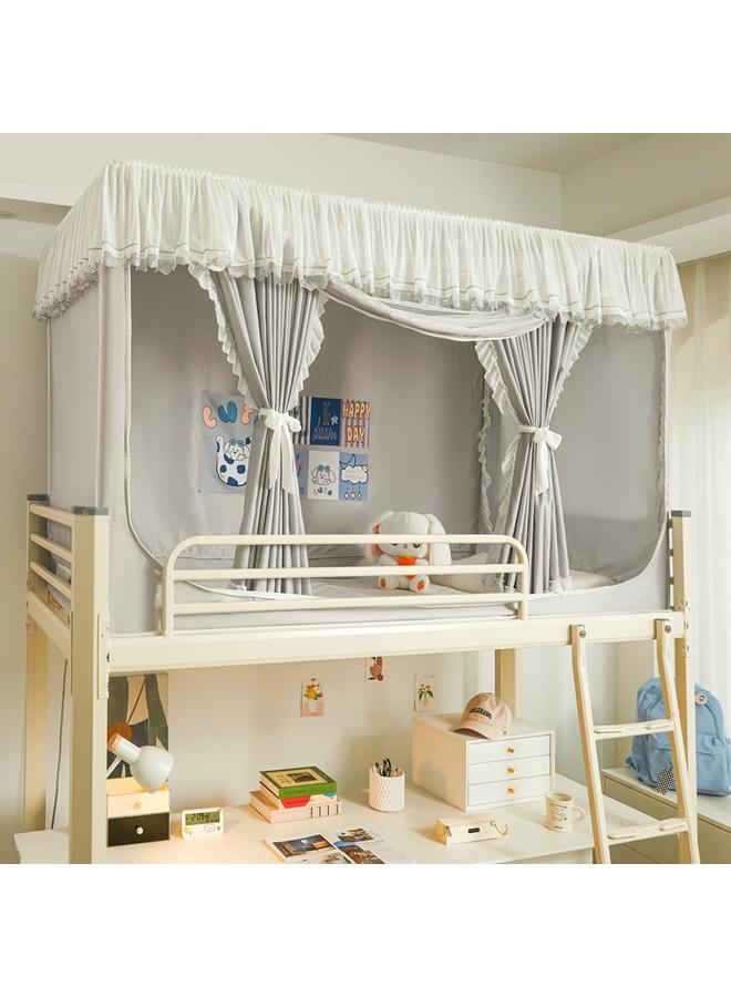 Bluejw 15N Princess Wind Bed Curtain Mosquito Net Female Student Dormitory Integrated All-inclusive Bedroom Top Bed Small Fresh Shading Bed - Image 1