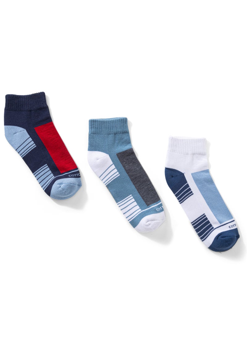 COTTONIL Pack of 3 Half Towel Printed Cotton Socks 15/43  - Image 1