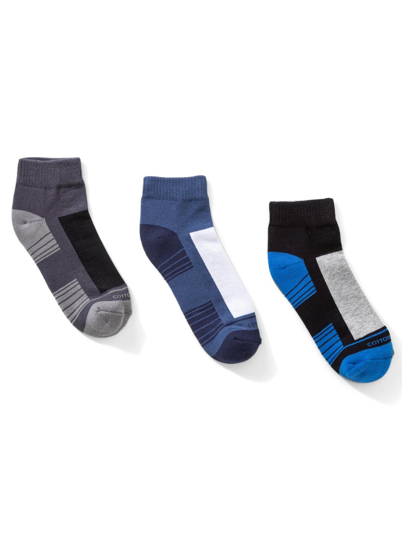 COTTONIL Pack of 3 Half Towel Printed Cotton Socks 15/43  - Image 2