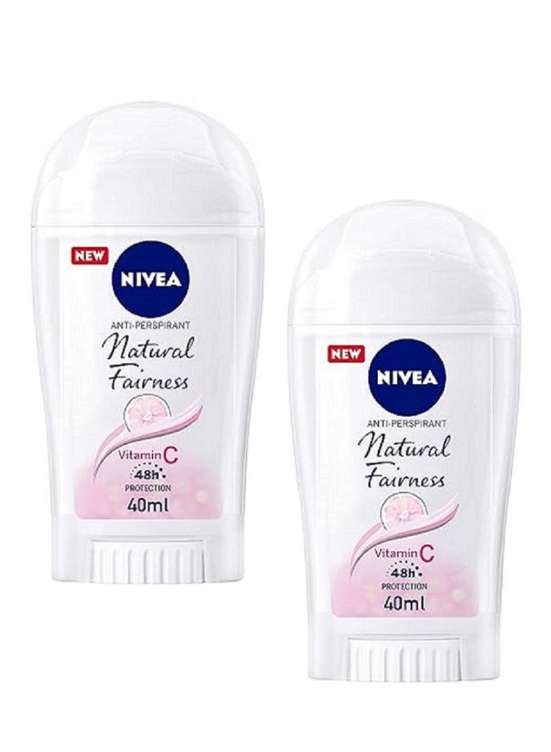 Nivea 2 قطعة مزيل عرق طبيعي للنساء 40 مل x 2 - Image 1