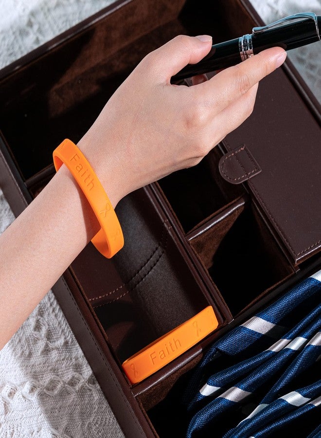 فوندريزينغ فور أ كوز مجموعة أساور سيليكون للتوعية بشريط برتقالي، أساور شريط برتقالي للتوعية بسرطان الدم، وسرطان الكلى، والتصلب المتعدد، وسرطان الجلد، سوار واحد الإصدار 5، مطاط سيليكون - Image 4