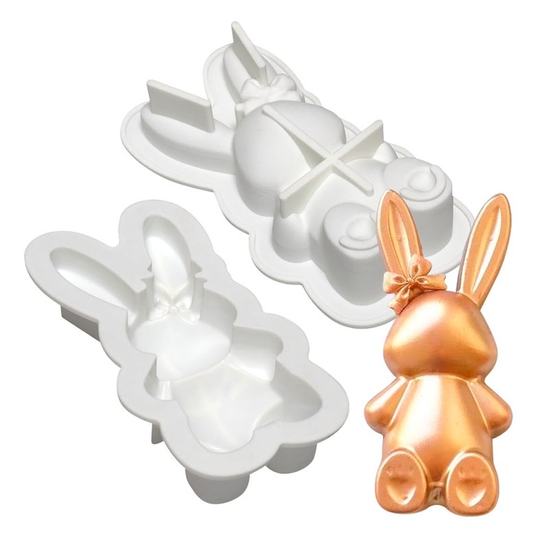 mostsom 3D Bow Bunny Silicone Candy Molds Silicone Molds for Hard Candy, Chocolate, Gummy Caramel, Ganache, Ice Cubes (Rabbit L_7x3.8x1.52inch) - Image 1
