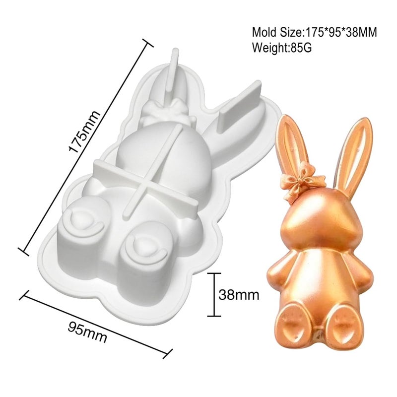 mostsom 3D Bow Bunny Silicone Candy Molds Silicone Molds for Hard Candy, Chocolate, Gummy Caramel, Ganache, Ice Cubes (Rabbit L_7x3.8x1.52inch) - Image 2