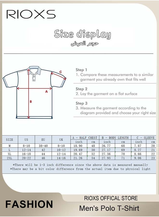 RIOXS - Men's Polo T-Shirt, Classic Basic Short Sleeve Polo Shirts, Slim Fit Golf Shirt, Quarter Neck Tee Top, Solid Color Tennis Bowling T-Shirt, Soft Comfy Button Cotton Shirt Top - Image 1
