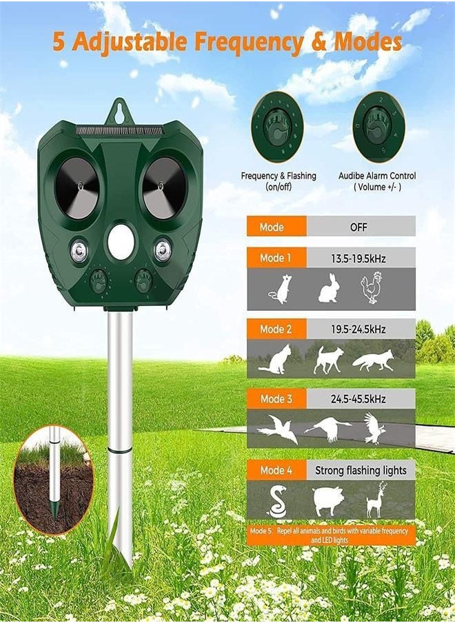 Generic - Ultrasonic Animal Repellent Solar Powered Pest Repeller with Flashing Light Waterproof Pest Repeller with Motion Sensor for Repelling Squirrels Birds Mice Cat Dog - Image 1