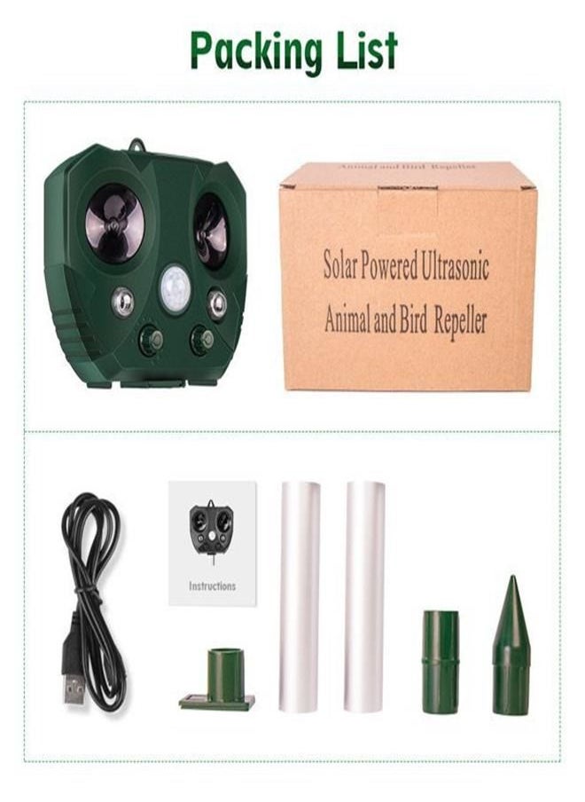 Generic - Ultrasonic Animal Repellent Solar Powered Pest Repeller with Flashing Light Waterproof Pest Repeller with Motion Sensor for Repelling Squirrels Birds Mice Cat Dog - Image 1