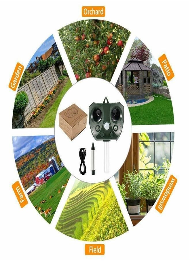 Generic - Ultrasonic Animal Repellent Solar Powered Pest Repeller with Flashing Light Waterproof Pest Repeller with Motion Sensor for Repelling Squirrels Birds Mice Cat Dog - Image 1