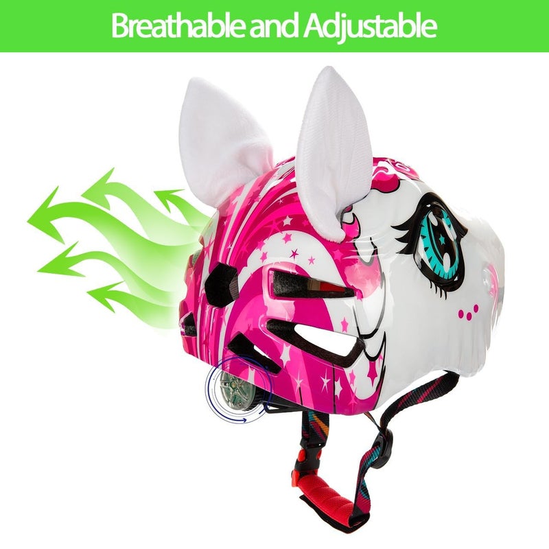 Natuway Unicorn Helmet for Toddler and Kid with Taillight 3D Unicorn 2-6 Years CPSC Certified Multi-Sport,Skateboard Skating Bike Scooter Helmet Toddler Gift Christmas - Image 2