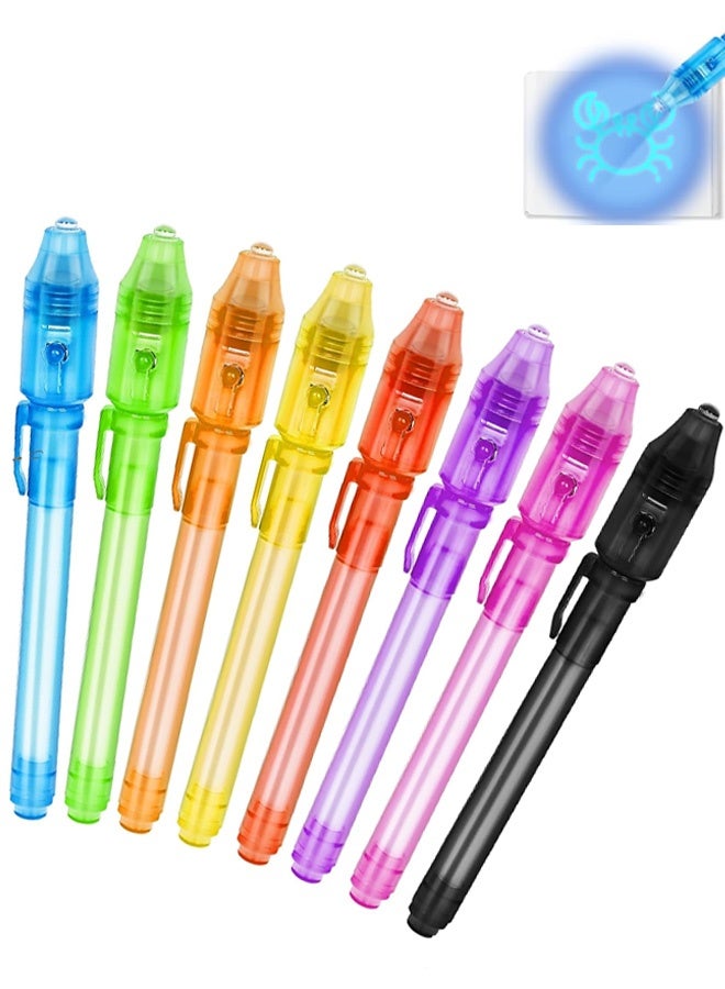 Invisible Ink Pens with UV Light, 8 PCS Magic Spy Pens for Kids with Built-in UV Light, Secret Message Writing Party Favors for Birthday Easter Halloween Christmas, Goodie Bag Stuffers Toys - Image 1