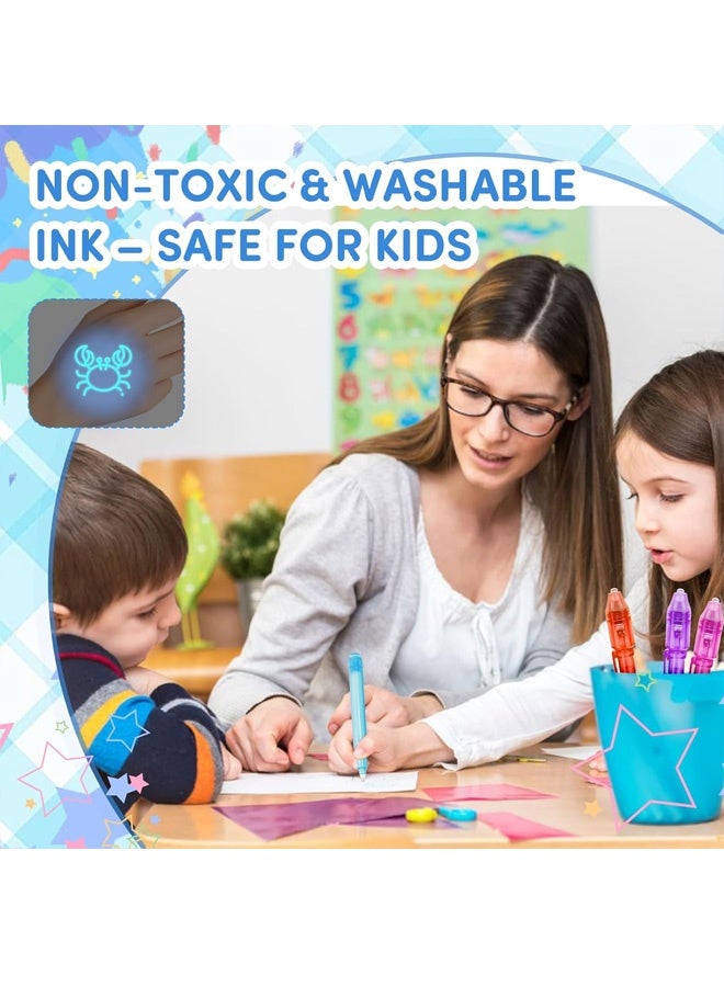 Invisible Ink Pens with UV Light, 8 PCS Magic Spy Pens for Kids with Built-in UV Light, Secret Message Writing Party Favors for Birthday Easter Halloween Christmas, Goodie Bag Stuffers Toys - Image 4