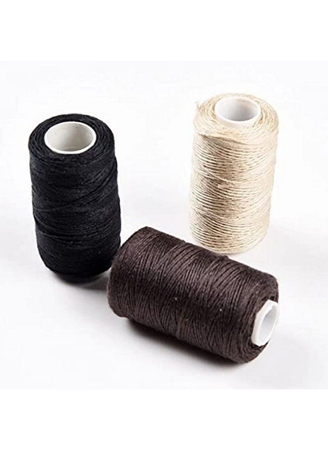 Funyn - 3 Rolls Hair Weaving Thread Cotton Sewing Thread Making Wig Clips In Hair Extension Hair Salon Weft Thick Black Brown Beige Thread With 3 Curved Needles (Mixture Colors) - Image 1