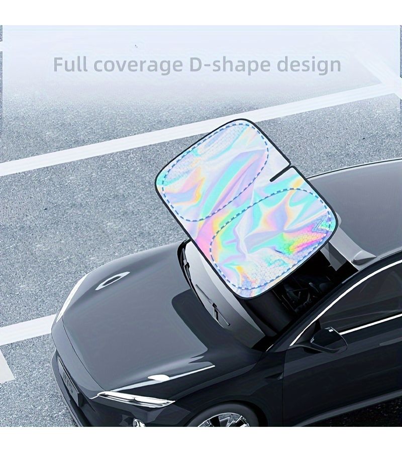 1 Piece Titanium Silver Alloy Laser Car Sunshade Four Layer Physical Material UV Protection Heat Insulation For Front And Rear Windows Modern Car Accessory With Laser Print Design - Image 5