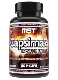 Capsimax Supplement 100Mg V Capsules 60 Servings Clinically Dosed Weight Management Thermogenic Appetite Control Calorie Burning Metabolic Health Stimulant Free. Bscg Certified