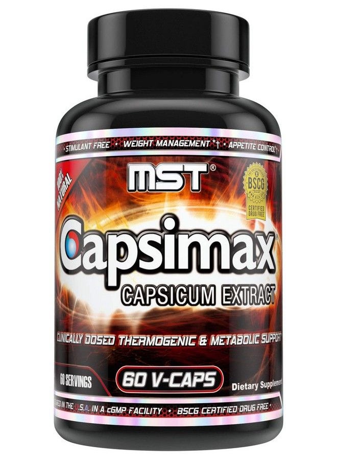 MST - Capsimax Supplement 100Mg V Capsules 60 Servings Clinically Dosed Weight Management Thermogenic Appetite Control Calorie Burning Metabolic Health Stimulant Free. Bscg Certified - Image 1