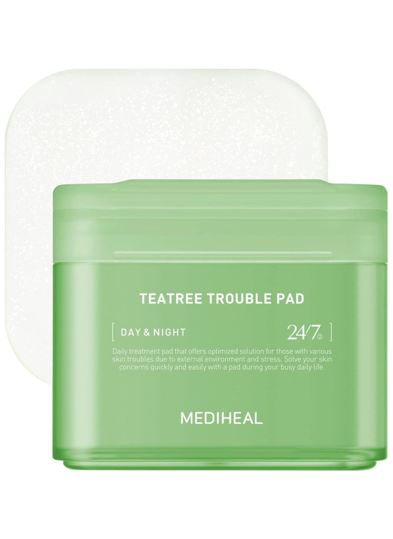 MEDIHEAL Mediheal Teatree Trouble Pad | Square Cotton Facial Toner Pads With Tea Tree & Lactobacillus | Soothing Pads To Calm Sensitive & Acne Prone Skin-| Vegan Face Gauze Pads | 100 Pads  - Image 1