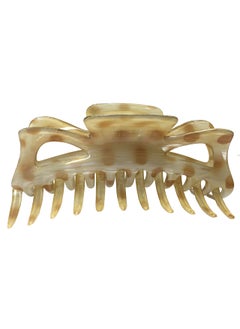 Parcelona Parcelona French Extra Large 5.5 Inch Long Hand Painted Ivory Brown Beige Celluloid Shell Jaw Hair Claw Clip for Thick or Long Hair 