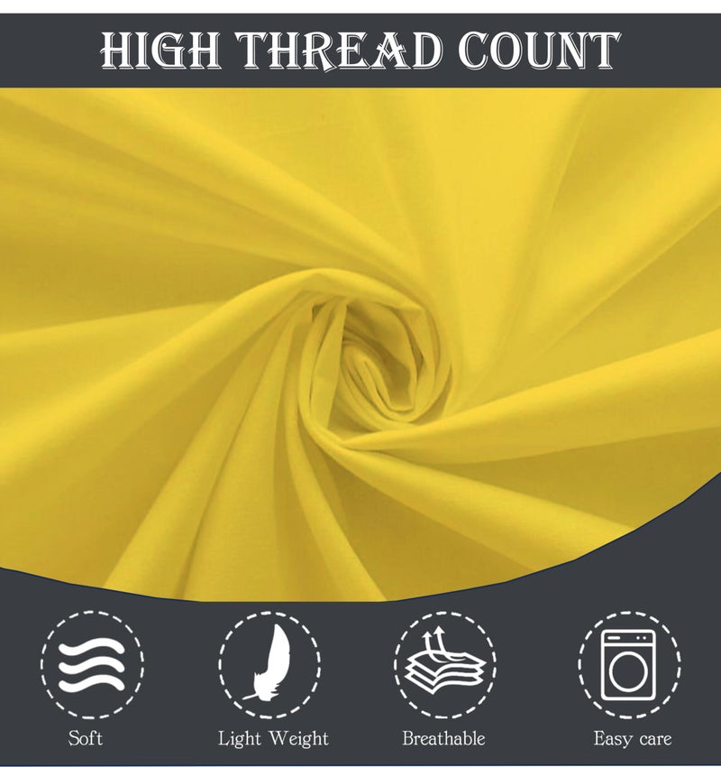 Filymore Plain Solid Yellow bedsheet 240 Tc Made with Pure Microfiber Plain Color Bedsheet for Double/King Size Bed with 2 Pillow Cover (Size :90X95 inchs) (Yellow) - Image 5