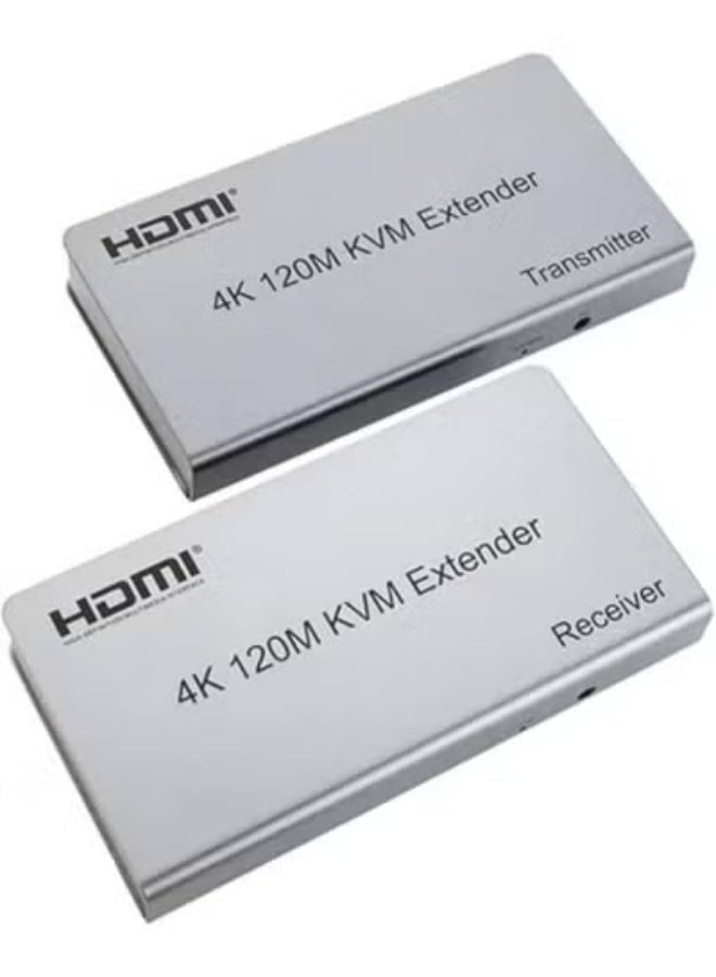 HDMI KVM Extender Over IP – 120M Ultra HD 4K Transmission with USB Keyboard & Mouse Support – Long-Range HDMI Over Network - Image 1