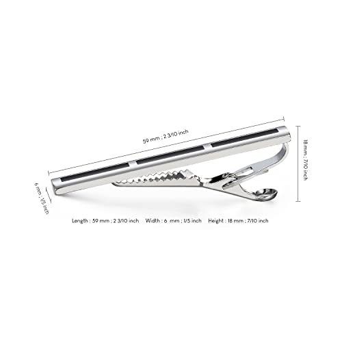 UJOY Mens Tie Pin Bar Enamel Silver Classic Men's Fashion Accessories (Narrow) - Image 3