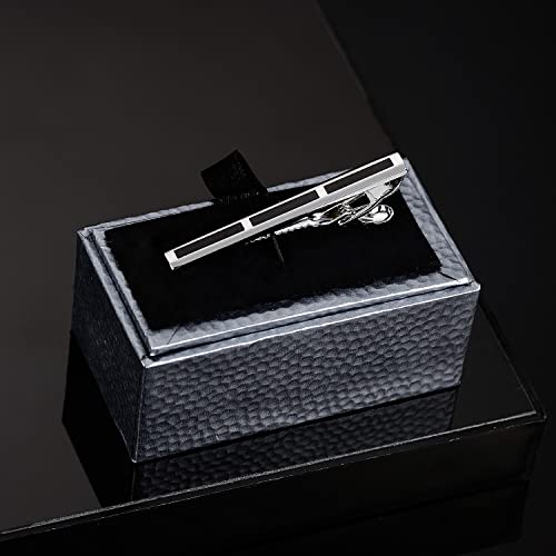 UJOY Mens Tie Pin Bar Enamel Silver Classic Men's Fashion Accessories (Narrow) - Image 5